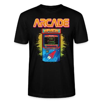 Arcade Machine Player Video Game Games Streamer - Stanley/Stella CRAFTER Unisex Organic T-Shirt - black - Front - Alina (178cm) & Michal (187cm)