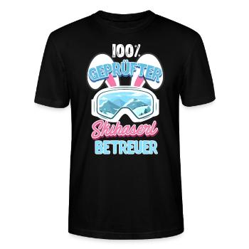 Skihaserl 100 % Skihäschen Betreuer Apres Party - Stanley/Stella Unisex Bio-T-Shirt CRAFTER - Schwarz - Vorne - Alina (178cm) & Michal (187cm)