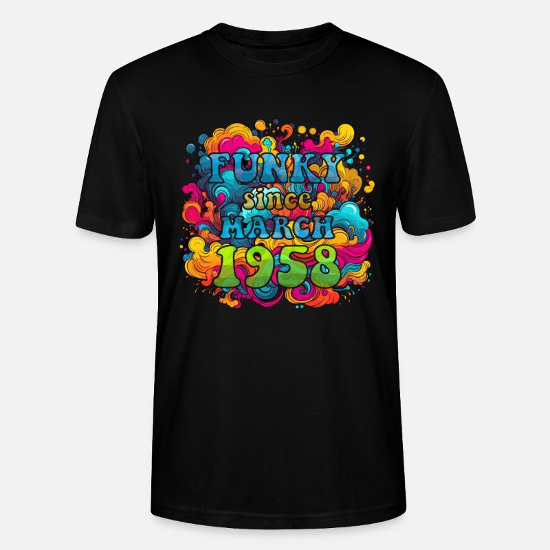 Funky Birthday: Mars 1958 - Psychédélique - T-shirt bio CRAFTER Stanley Stella Unisexe - noir
