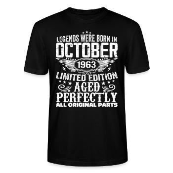 Legenden werden im Oktober 1963 geboren - 1963 - Stanley/Stella Unisex Bio-T-Shirt CRAFTER - Schwarz - Vorne - Alina (178cm) & Michal (187cm)