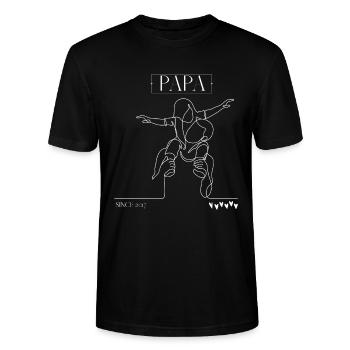 Papa Since Weiß - Stanley/Stella Unisex Bio-T-Shirt CRAFTER - Schwarz - Vorne - Alina (178cm) & Michal (187cm)
