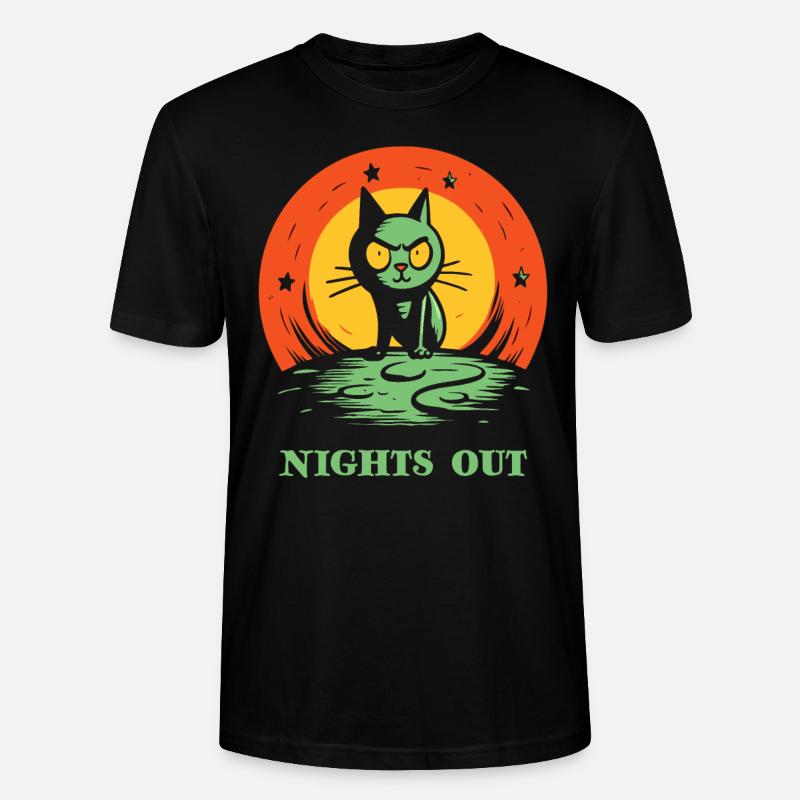 Nachts draußen, eine Katze - Stanley/Stella Unisex Bio-T-Shirt CRAFTER - Schwarz