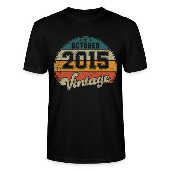 Vintage Geburtstag - Oktober 2015 - Geschenkidee - Stanley/Stella Unisex Bio-T-Shirt CRAFTER - Schwarz - Vorne - Alina (178cm) & Michal (187cm)