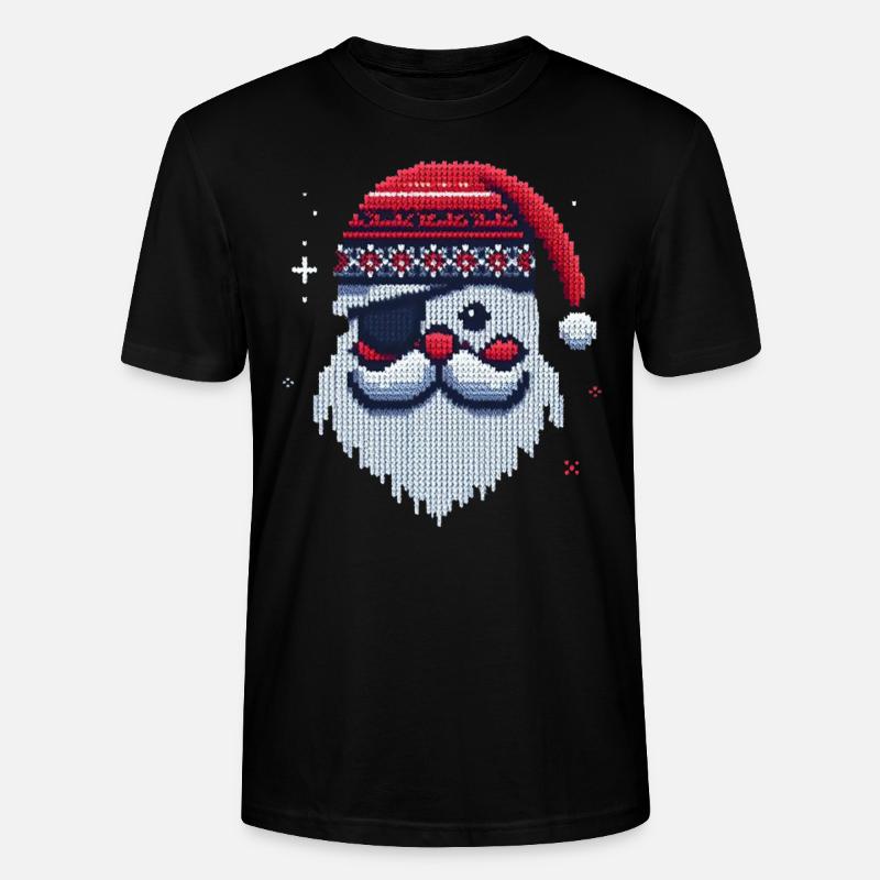 Weihnachtsmann Kawaii Strickmuster - Stanley/Stella Unisex Bio-T-Shirt CRAFTER - Schwarz