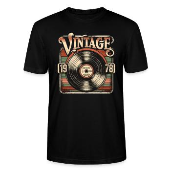 Retro Vinyl Vintage Legend 1978 Geburtstag - Stanley/Stella Unisex Bio-T-Shirt CRAFTER - Schwarz - Vorne - Alina (178cm) & Michal (187cm)