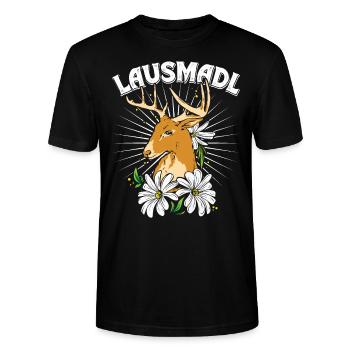 Lausmadl Bayerisches Trachten Shirt Frauen - Stanley/Stella Unisex Bio-T-Shirt CRAFTER - Schwarz - Vorne - Alina (178cm) & Michal (187cm)