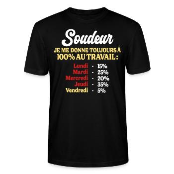 100% Au Travail Citation Drôle Soudeur - T-shirt bio CRAFTER Stanley Stella Unisexe - noir - Devant - Alina (178cm) & Michal (187cm)