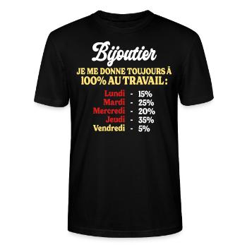 100% Au Travail Citation Drôle Bijoutier - T-shirt bio CRAFTER Stanley Stella Unisexe - noir - Devant - Alina (178cm) & Michal (187cm)