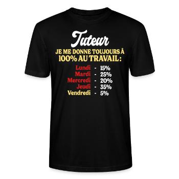 100% Au Travail Citation Drôle Tuteur - T-shirt bio CRAFTER Stanley Stella Unisexe - noir - Devant - Alina (178cm) & Michal (187cm)