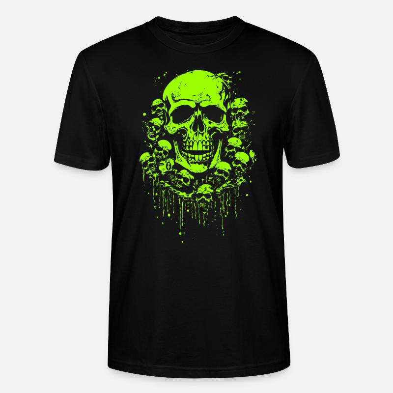Les crânes verts visqueux abondent - T-shirt bio CRAFTER Stanley Stella Unisexe - noir
