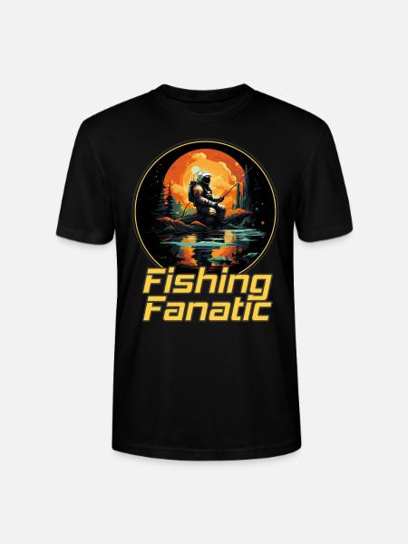 Fishing Fanatic - Astronaut - Stanley/Stella CRAFTER Unisex Organic T-Shirt - black