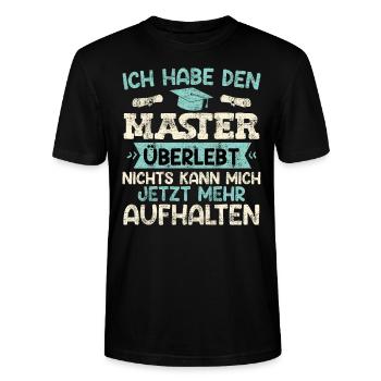 Master Party Habe den Master Überlebt Masterarbeit - Stanley/Stella Unisex Bio-T-Shirt CRAFTER - Schwarz - Vorne - Alina (178cm) & Michal (187cm)