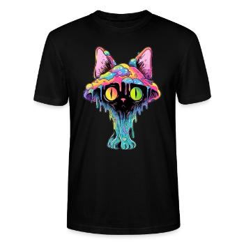 Psychedelic Festival DJ EDM Party Trippy - Stanley/Stella Unisex Bio-T-Shirt CRAFTER - Schwarz - Vorne - Alina (178cm) & Michal (187cm)