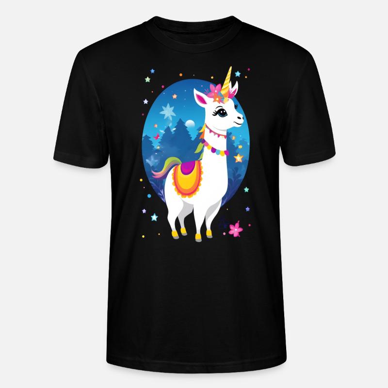 Lama Einhorn - Stanley/Stella Unisex Bio-T-Shirt CRAFTER - Schwarz