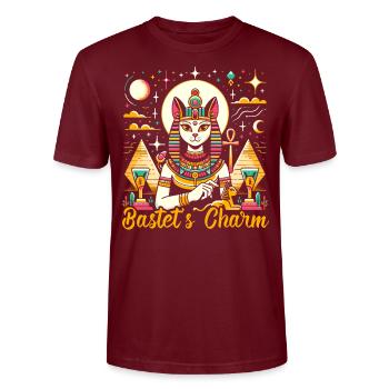 Bastet Déesse égyptienne Égypte Pyramide Égypte - T-shirt bio CRAFTER Stanley Stella Unisexe - bordeaux - Devant - Alina (178cm) & Michal (187cm)