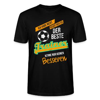 Fußball Bester Trainer Sprüche - Stanley/Stella Unisex Bio-T-Shirt CRAFTER - Schwarz - Vorne - Alina (178cm) & Michal (187cm)