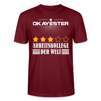 Kollegen Lustig Okayester Arbeitskollege der Welt - Stanley/Stella Unisex Bio-T-Shirt CRAFTER - Burgunderrot - Vorne - Alina (178cm) & Michal (187cm)