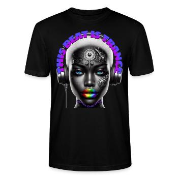 THIS BEAT IS TRANCE - Cool Woman with Headphones! - Stanley/Stella CRAFTER Unisex Organic T-Shirt - black - Front - Alina (178cm) & Michal (187cm)
