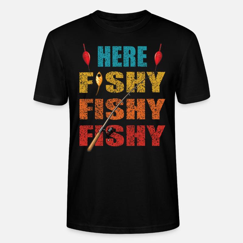 Here Fishy - Stanley/Stella Unisex Bio-T-Shirt CRAFTER - Schwarz