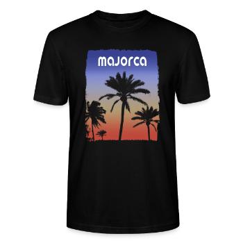 Majorca Mallorca Spain Sunset Vacation Souvenir - Stanley/Stella CRAFTER Unisex Organic T-Shirt - black - Front - Alina (178cm) & Michal (187cm)