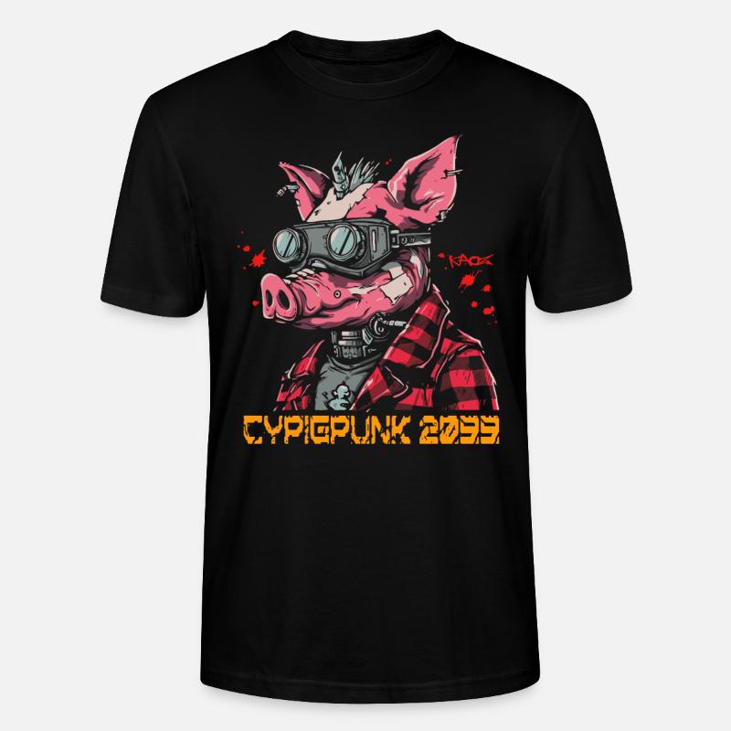 Cyber Cochon Punk - T-shirt bio CRAFTER Stanley Stella Unisexe - noir