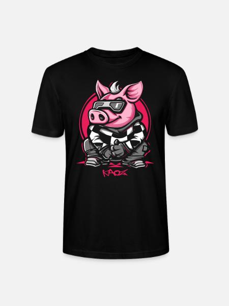 Cool Winter Ski Snowboard Pig - Stanley/Stella CRAFTER Unisex Organic T-Shirt - black