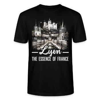 Lyon France Voyage Vacances Touriste J’aime Lyon - T-shirt bio CRAFTER Stanley Stella Unisexe - noir - Devant - Alina (178cm) & Michal (187cm)