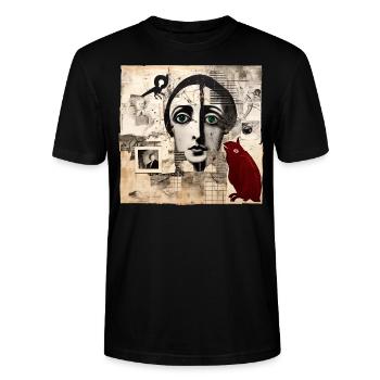 Troublé et perplexe - T-shirt bio CRAFTER Stanley Stella Unisexe - noir - Devant - Alina (178cm) & Michal (187cm)