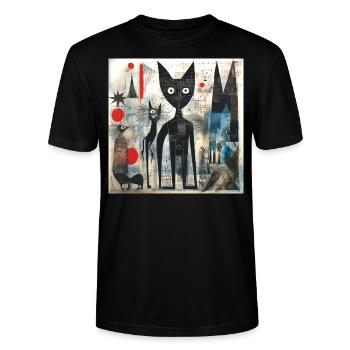 Chat de Cologne - T-shirt bio CRAFTER Stanley Stella Unisexe - noir - Devant - Alina (178cm) & Michal (187cm)