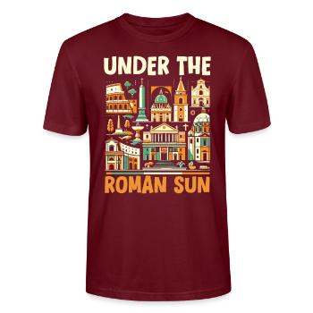 Rome Italy Travel Italian Roma Italia I Love Rome - Stanley/Stella CRAFTER Unisex Organic T-Shirt - burgundy - Front - Alina (178cm) & Michal (187cm)