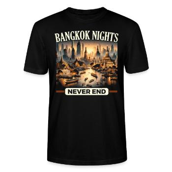 Bangkok Thailand Travel Vacation Thai Language - Stanley/Stella CRAFTER Unisex Organic T-Shirt - black - Front - Alina (178cm) & Michal (187cm)
