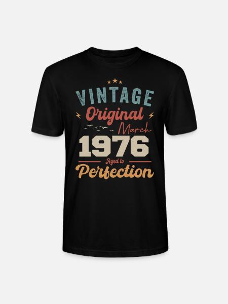 Maart 1976 Vintage Born Vintage verjaardag - Stanley/Stella Uniseks bio-T-shirt CRAFTER - zwart