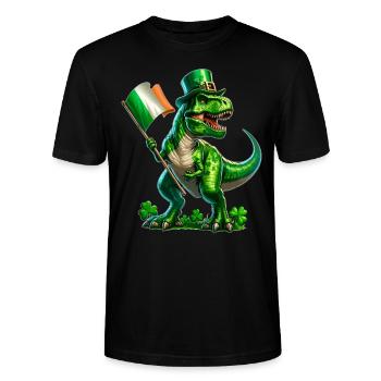 St. Patrick's Day T-Rex: Irischer Stolz - Stanley/Stella Unisex Bio-T-Shirt CRAFTER - Schwarz - Vorne - Alina (178cm) & Michal (187cm)