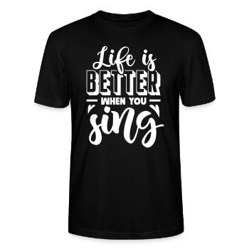 Chanteur chanteur chanteur musicien cadeau - T-shirt bio CRAFTER Stanley Stella Unisexe - noir - Devant - Alina (178cm) & Michal (187cm)