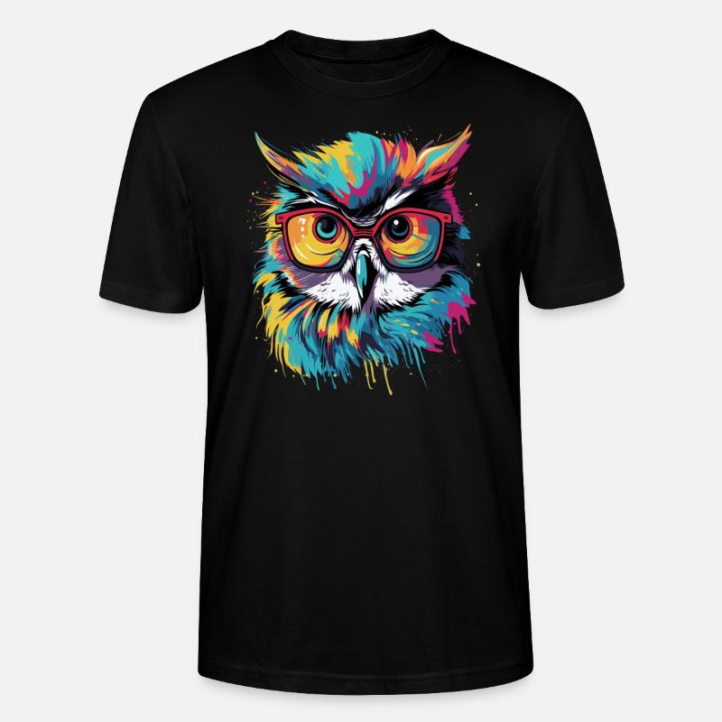 Lustige Eule mit Brille - Stanley/Stella Unisex Bio-T-Shirt CRAFTER - Schwarz