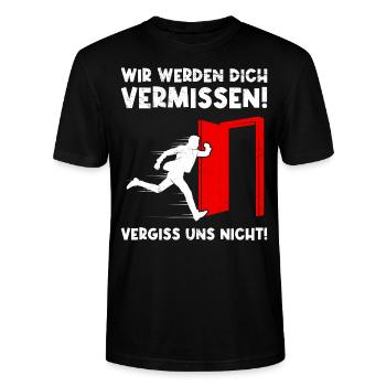 Abschied Wir werden Dich Vermissen Kollegen - Stanley/Stella Unisex Bio-T-Shirt CRAFTER - Schwarz - Vorne - Alina (178cm) & Michal (187cm)