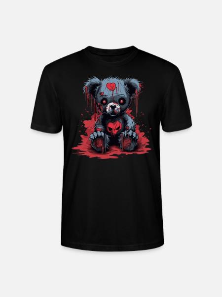 Cute Creepy Teddy Bear - Stanley/Stella CRAFTER Unisex Organic T-Shirt - black