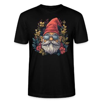 Lustiger Gartenzwerg mit Sonnenbrille - Stanley/Stella Unisex Bio-T-Shirt CRAFTER - Schwarz - Vorne - Alina (178cm) & Michal (187cm)