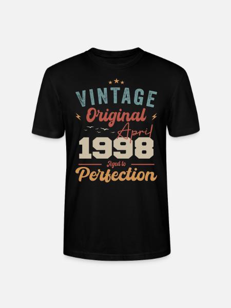 Vintage Born In April 1998 Birthday Gift - Stanley/Stella CRAFTER Unisex Organic T-Shirt - black