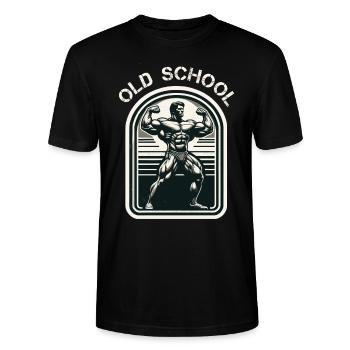 Old school, Bodybuilder - Stanley/Stella Unisex Bio-T-Shirt CRAFTER - Schwarz - Vorne - Alina (178cm) & Michal (187cm)