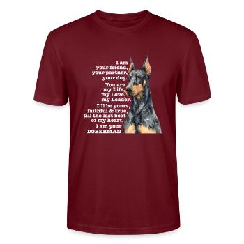 Doberman Dog Dogs Pet Gift - Stanley/Stella CRAFTER Unisex Organic T-Shirt - burgundy - Front - Alina (178cm) & Michal (187cm)