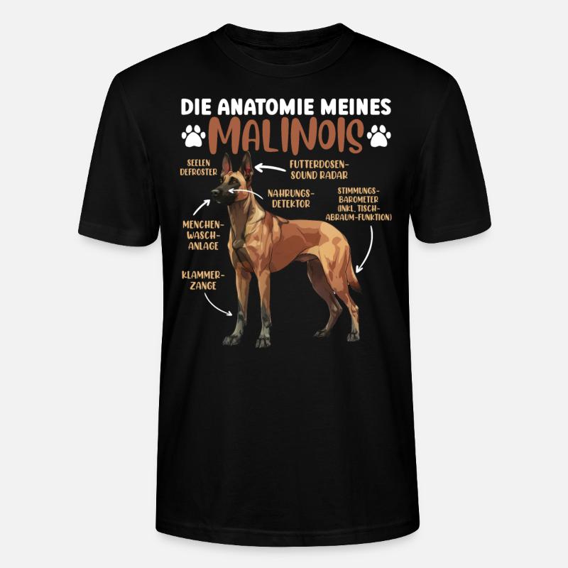ANATOMIE MEINES MALINOIS Belgischer Schäferhund - Stanley/Stella Unisex Bio-T-Shirt CRAFTER - Schwarz