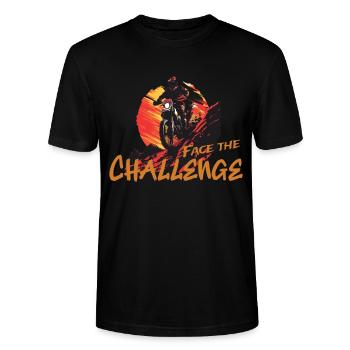 Cadeau de coucher de soleil moto tout-terrain motocross - T-shirt bio CRAFTER Stanley Stella Unisexe - noir - Devant - Alina (178cm) & Michal (187cm)