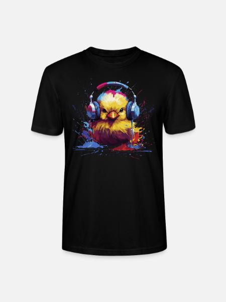 DJ chick with headphones - Stanley/Stella CRAFTER Unisex Organic T-Shirt - black