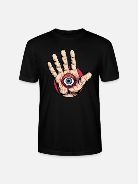 Main avec œil : Attention ! - T-shirt bio CRAFTER Stanley Stella Unisexe - noir