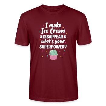 Ice Cream Ice Cream Ice Cream Summer Gift - Stanley/Stella CRAFTER Unisex Organic T-Shirt - burgundy - Front - Alina (178cm) & Michal (187cm)