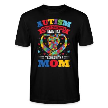 Autism Mom - Stanley/Stella CRAFTER Unisex Organic T-Shirt - black - Front - Alina (178cm) & Michal (187cm)
