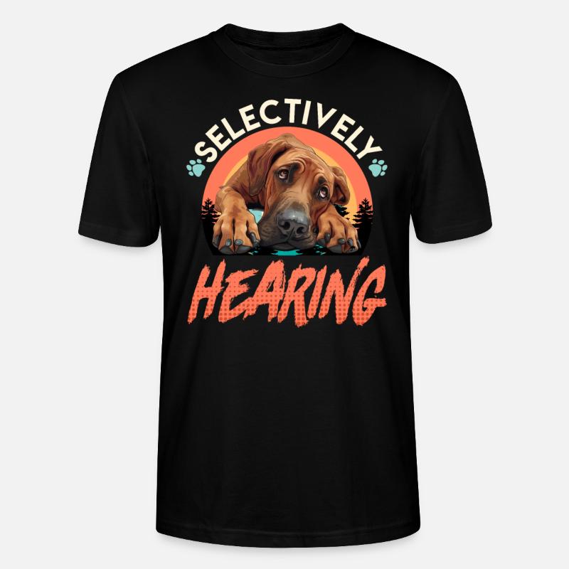 Rhodesian Ridgeback Drôle ÉCOUTE SÉLECTIVE - T-shirt bio CRAFTER Stanley Stella Unisexe - noir