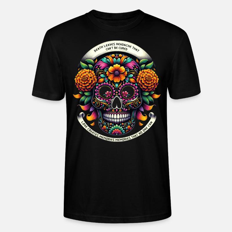 Ewige Ringelblume Calavera - Stanley/Stella Unisex Bio-T-Shirt CRAFTER - Schwarz
