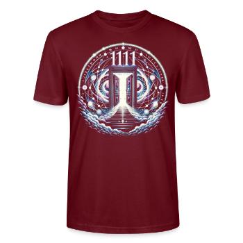 Engelszahl Spirituelle Begleitung Numerologie - Stanley/Stella Unisex Bio-T-Shirt CRAFTER - Burgunderrot - Vorne - Alina (178cm) & Michal (187cm)